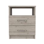 Nightstand 20" H, 2 Drawers, 1 Shelf, Superior Top, Light Gray