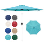 Simple Deluxe 9Ft Outdoor Patio Umbrella Table Market Umbrella With Push Button Tilt And Crank, 8 Sturdy Ribs, Uv Protection Waterproof For Garden, Lawn, Deck, Backyard, Pool,Turquoise