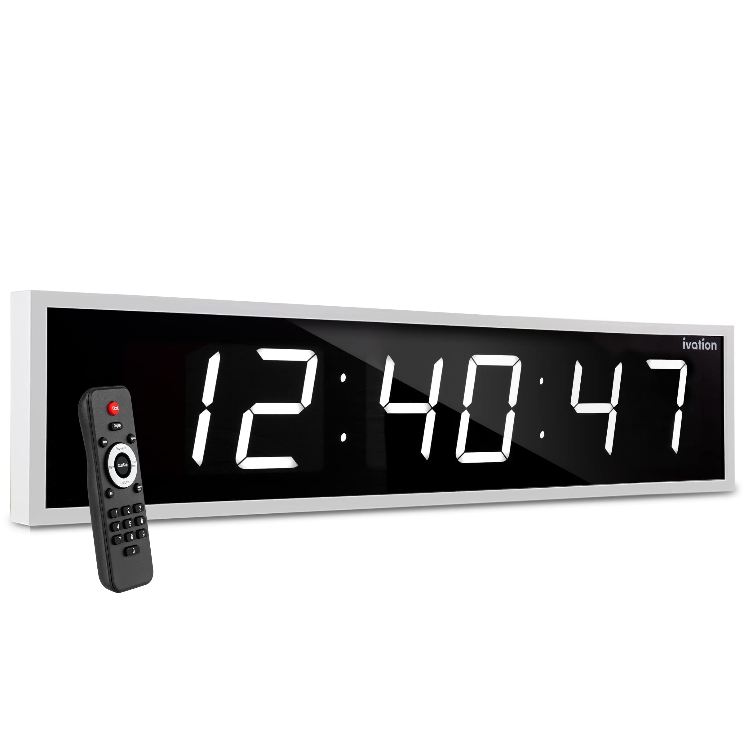 Ivation Huge 60 Inch Large Big Oversized Digital LED Clock with Stopwatch, Alarms, Countdown Timer & Temp - Shelf or Wall Mount 