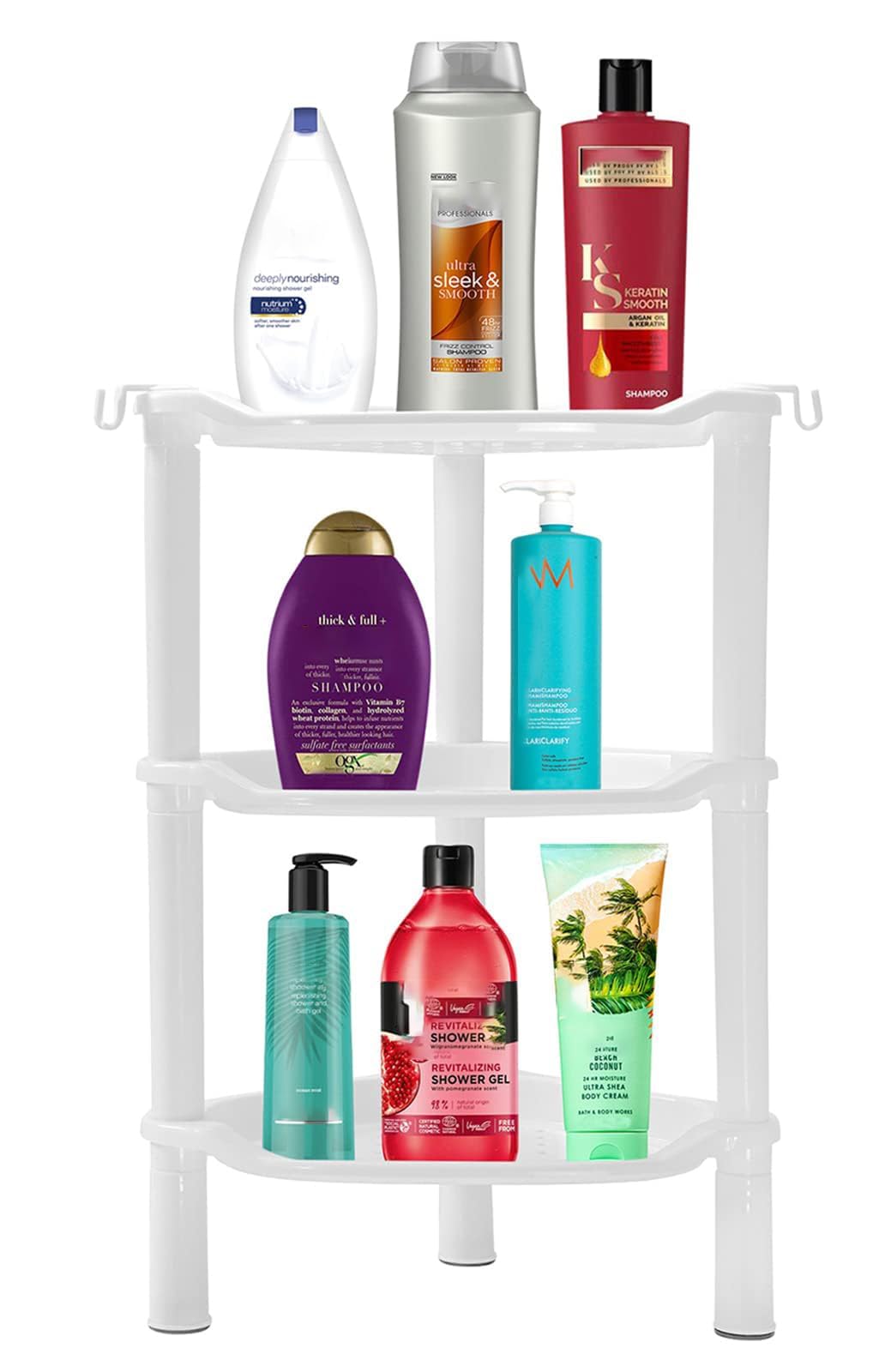 3 Tier Shower Caddy Organizer Shelf Corner, 13.5 x 10 x 26 Inches, Rustproof, Plastic Shower Rack Stands for Inside Bathroom, Ba