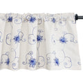 Vogol Valances For Windows, Blue Floral Embroidered Window Valances For Kitchen Farmhouse Small Cafe Top Pocket 18 Inch Length,