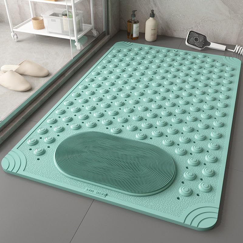 Bathtub Mat Non Slip, Shower Foot Scrubber Mat, Safety Non Slip Shower Mat, Dense Drain Holes Strong Suction Cups, Soft Material