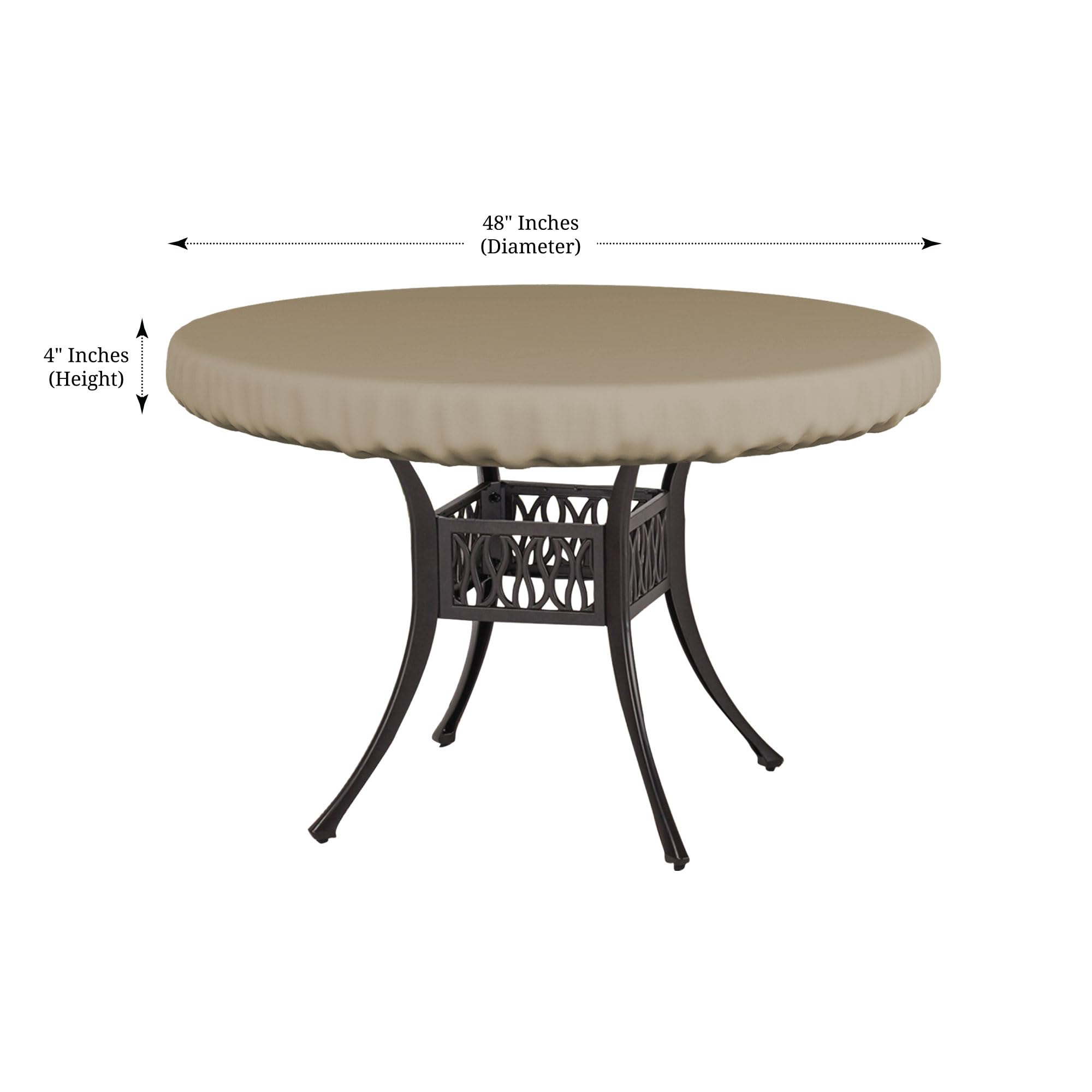 Covers & All Round Table Top Cover, 12 Oz Waterproof Uv & Weather Resistant Patio Table Cover, Outdoor Table Cover For Patio Outdoor Furniture & Coffee Table (48' Dia X 4' H Inches, Beige)