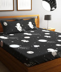 Home Sizzler 210Tc Microfibre Space Explorer Elastic Fitted Double Bedsheet (72X78 Inch) With 2 King Size Pillow Covers