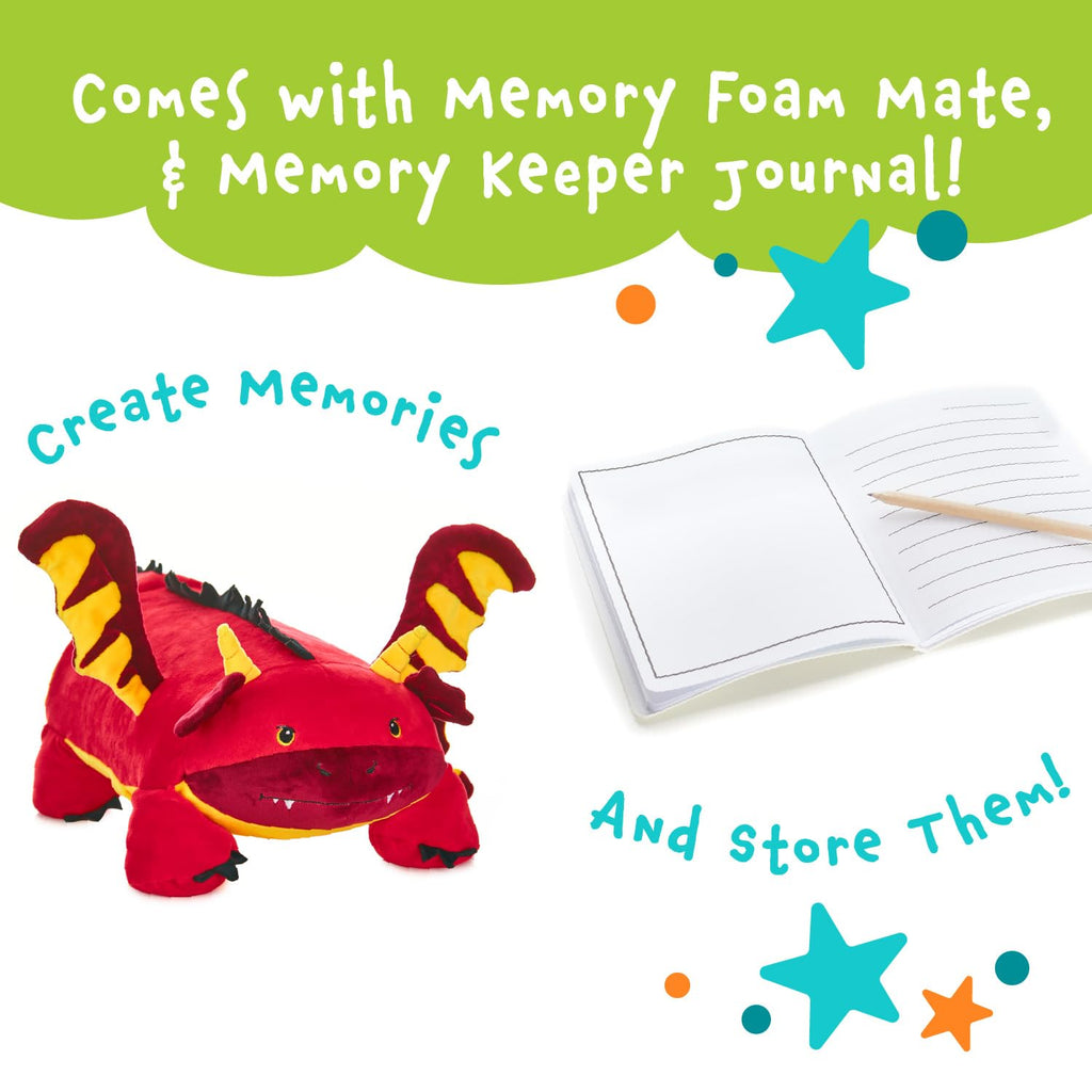 Memory Mates Jax The Red Dragon Memory Foam Pillow Plush,15    Stuffed Animal
