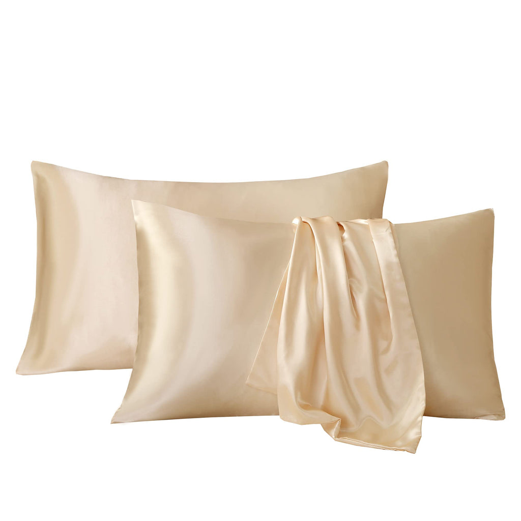 Tyfitb Satin Pillowcase for Hair and Skin, Gold Pillowcases Set of 2, Cooling Pillow Cases King Size(20  36 Inches), Soft Luxury