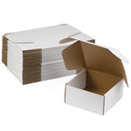 Sodissa 8X8X4 Inches Shipping Boxes Pack Of 25, White Corrugated Cardboard Boxes For Small Bussiness