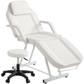 LOUVIXA Tattoo Chair, Adjustable Facial Chair 73 Inch Salon Bed with Hydraulic Stool for Professional Massage Beauty Spa (White)