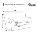 Easy-Going Oversized 3 Pieces Stretch Fleece Soft Loveseat Couch Cover For Pets - Washable Sofa Slipcover For 2 Separate Cushion Couch - Elastic Furniture Protector For Dogs, Kids Natural