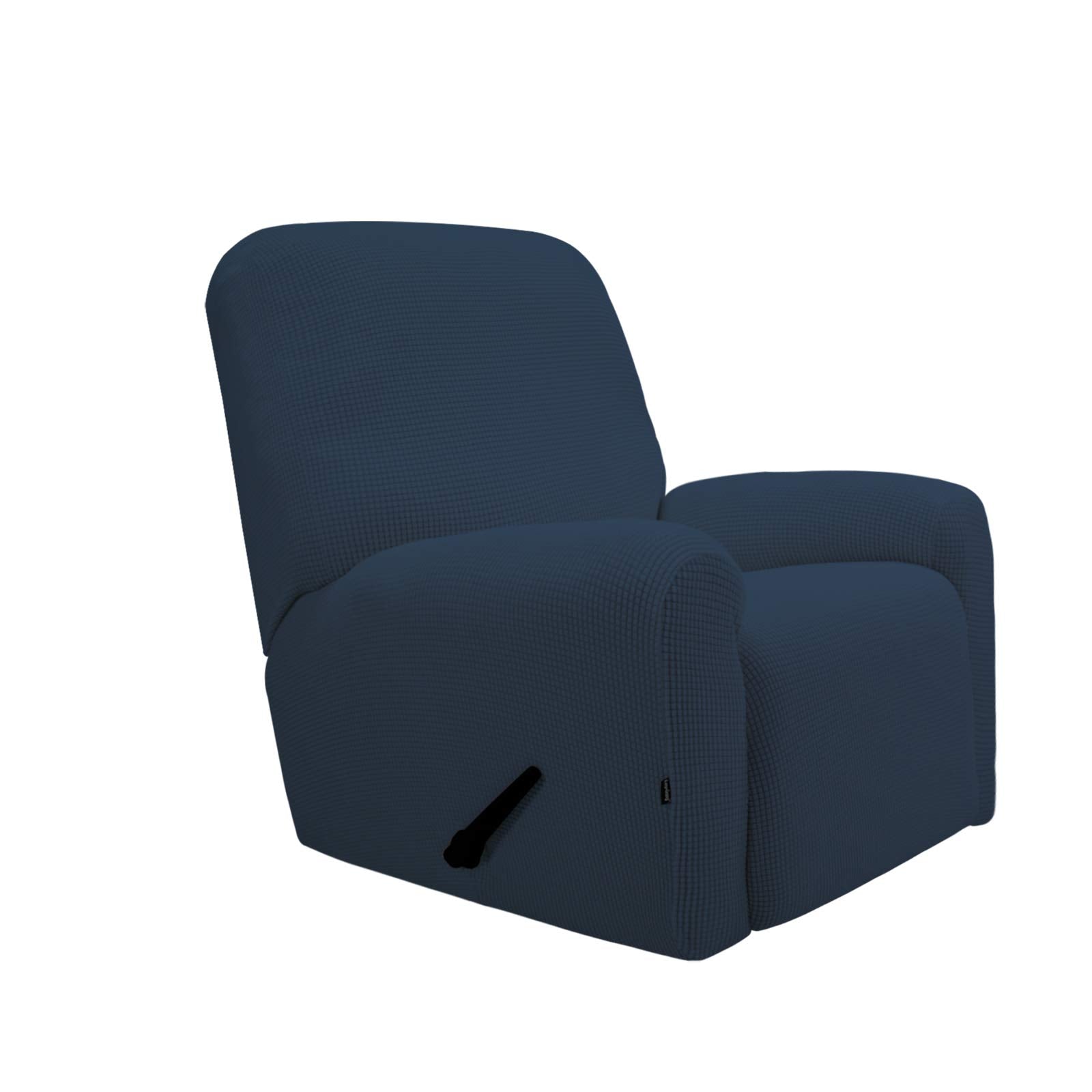 Purefit Stretch Recliner Sofa Slipcover With Pocket – Spandex Jacquard Non Slip Soft Couch Sofa Cover, Washable Furniture Protector With Elastic Bottom For Kids (Recliner, Dark Blue)