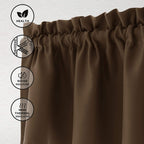 Hiasan Valance Curtains Blackout Solid Rod Pocket Valances For Kitchen Windows, 60 X 18 Inches Length, Brown, 1 Panel