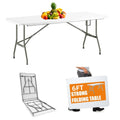 Vtoy 6Ft(30''X72'' Folding Table, Indoor Outdoor Heavy Duty Table With Carrying Handle,Portable Placstic Fold Up Table For Picni