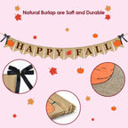 Erkoon Happy Fall Burlap Banner Happy Fall Sign Pumpkin Flag Rustic Natural Fall Harvest Banner For Autumn Home Party School Par