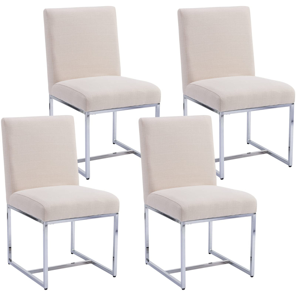 Hny Kitchen & Dining Room Chairs Set Of 4, Linen Fabric Mid Century Modern Dining Chairs, Upholstered Dining Chairs With Polishe