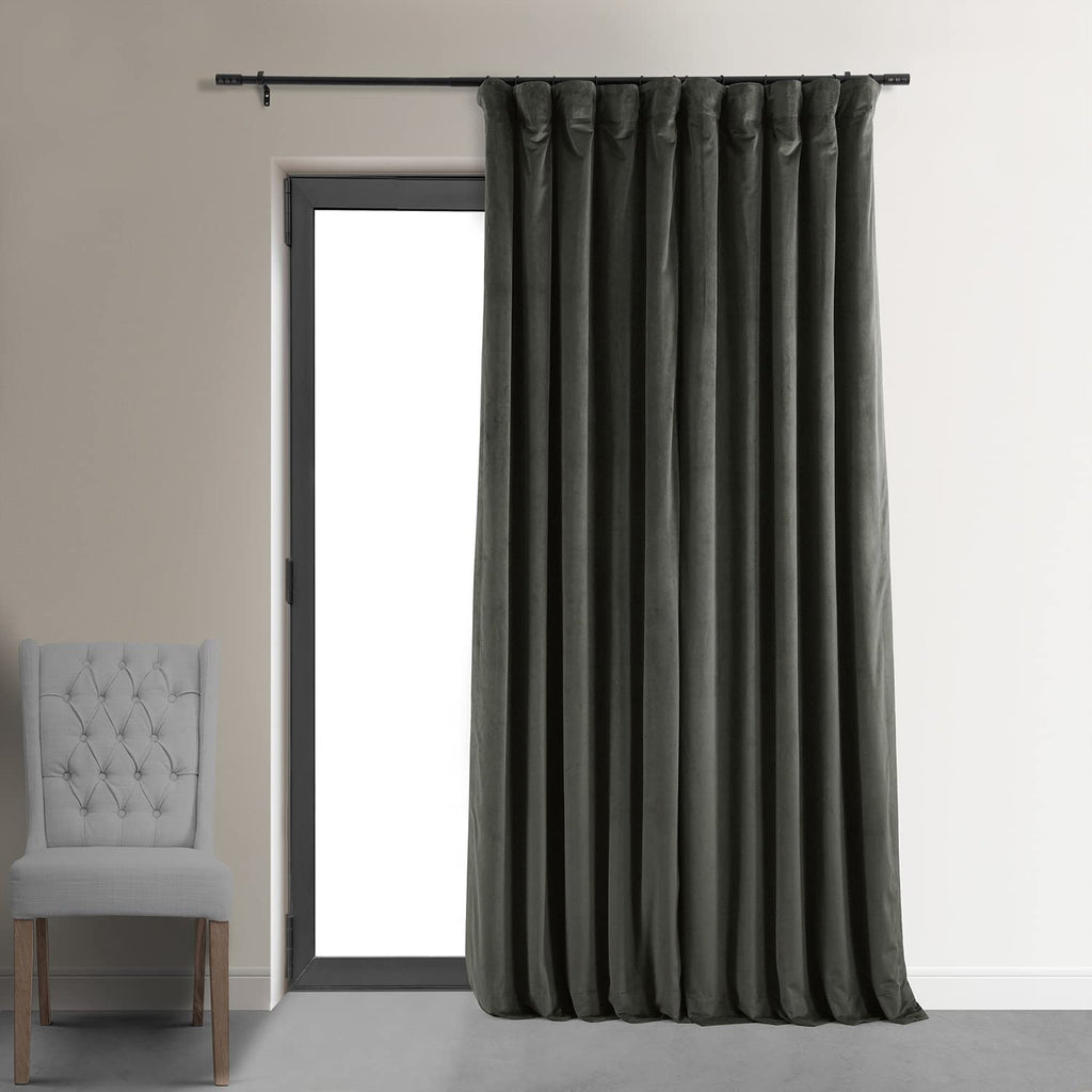 Hpd Half Price Drapes Signature Velvet Thermal Blackout Curtains For Living Room 120 Inch Long (1 Panel) Rod Pocket Insulated Blackout Curtains For Bedroom Window Curtains, 100W X 120L, Gunmetal Grey