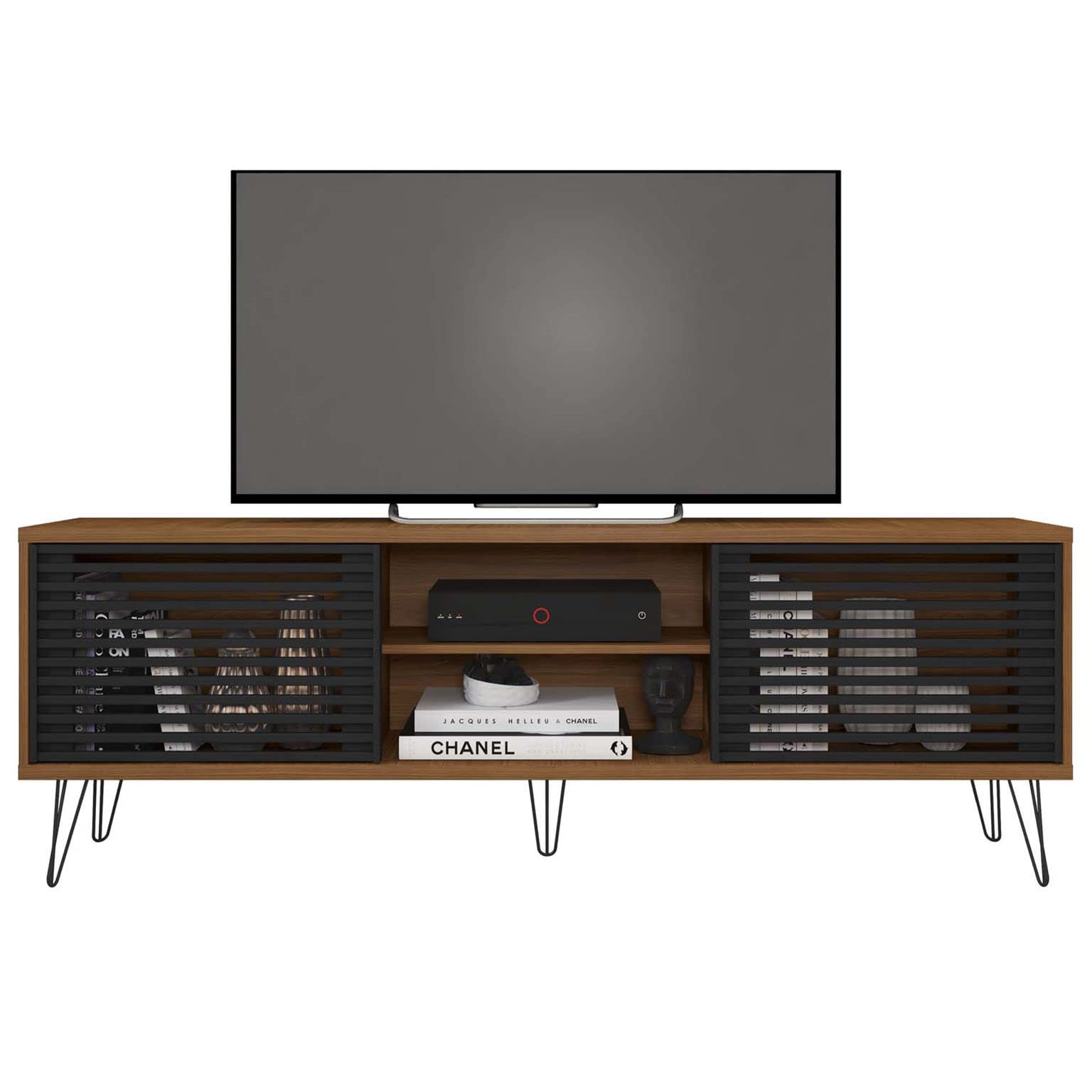 Woodpeckers Furniture And Mattress Frizz Mid-Century Modern TV Stand for 70 Inch TV (Walnut)