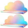NiHome Iridescent Acrylic Floating Shelves, 2 Pack Cloud Shelves - Large Floating Shelf for Wall, Wall Mountable and Multi-Funct