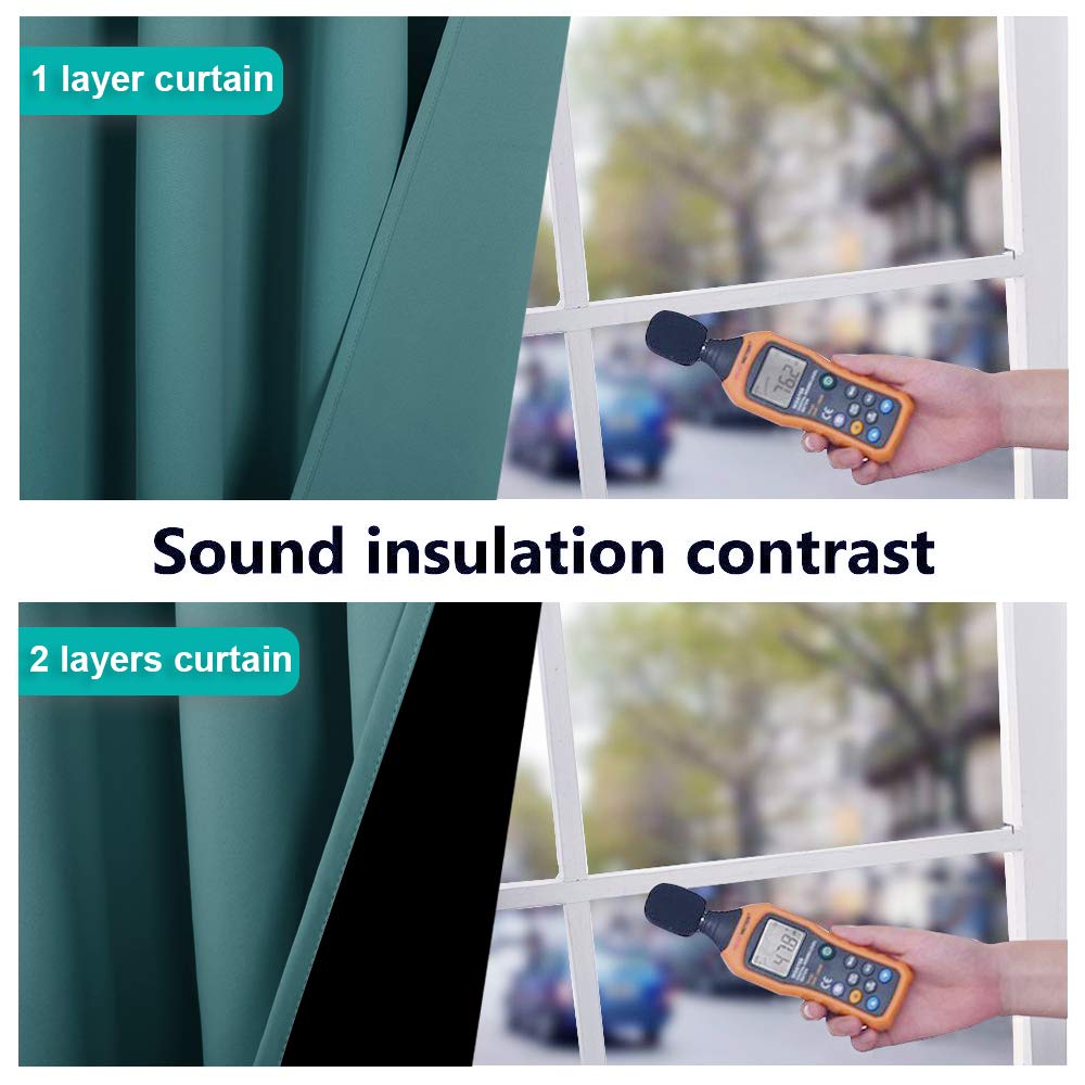 Nicetown 100% Blackout Patio Sliding Door Curtain, Wide Lined Drape, Keep Warm Drapery, Sliding Glass Door Panel For Oversleep(Sea Teal, 1 Panel, 100 Inches Wide X 95 Inches Long