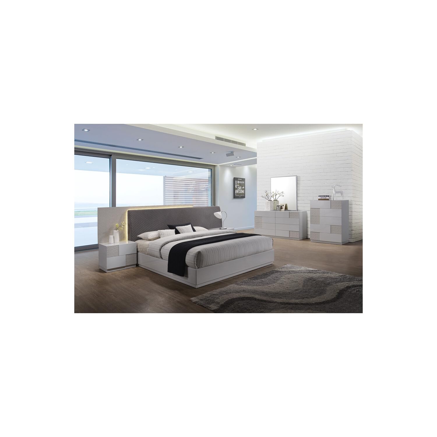 Best Master Naple 2-Drawer Poplar Wood Bedroom Nightstand In Gray/Silver Line