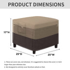 Easy-Going Outdoor Ottoman Cover, Waterproof Patio Ottoman Cover, Heavy Duty Outdoor Furniture Cover With Padded Handles (2 Pack-25'X25'X17', Camel/ Dark Brown)