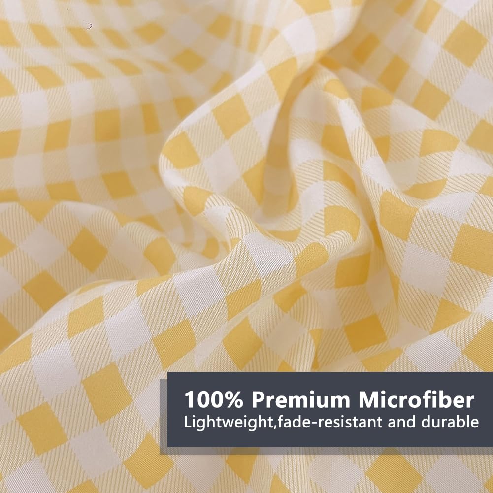 Nsnlgsgc Yellow Gingham Full Sheet Set, Soft Brushed Microfiber Plaid Full Bed Sheets, 4-Pieces Grid Sheet Set With Deep Pocket