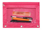 Wodison 3-Ring Pen Pencil Pouch With Clear Window Stationery Bag Binder Case Classroom Organizers Pink