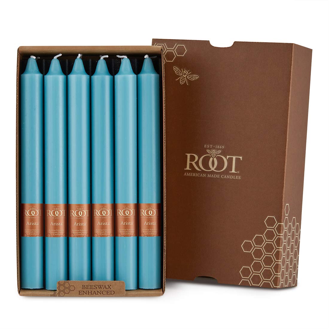 Root Candles Unscented Smooth Arista 9-Inch Dinner Candles, 12-Count, Sky