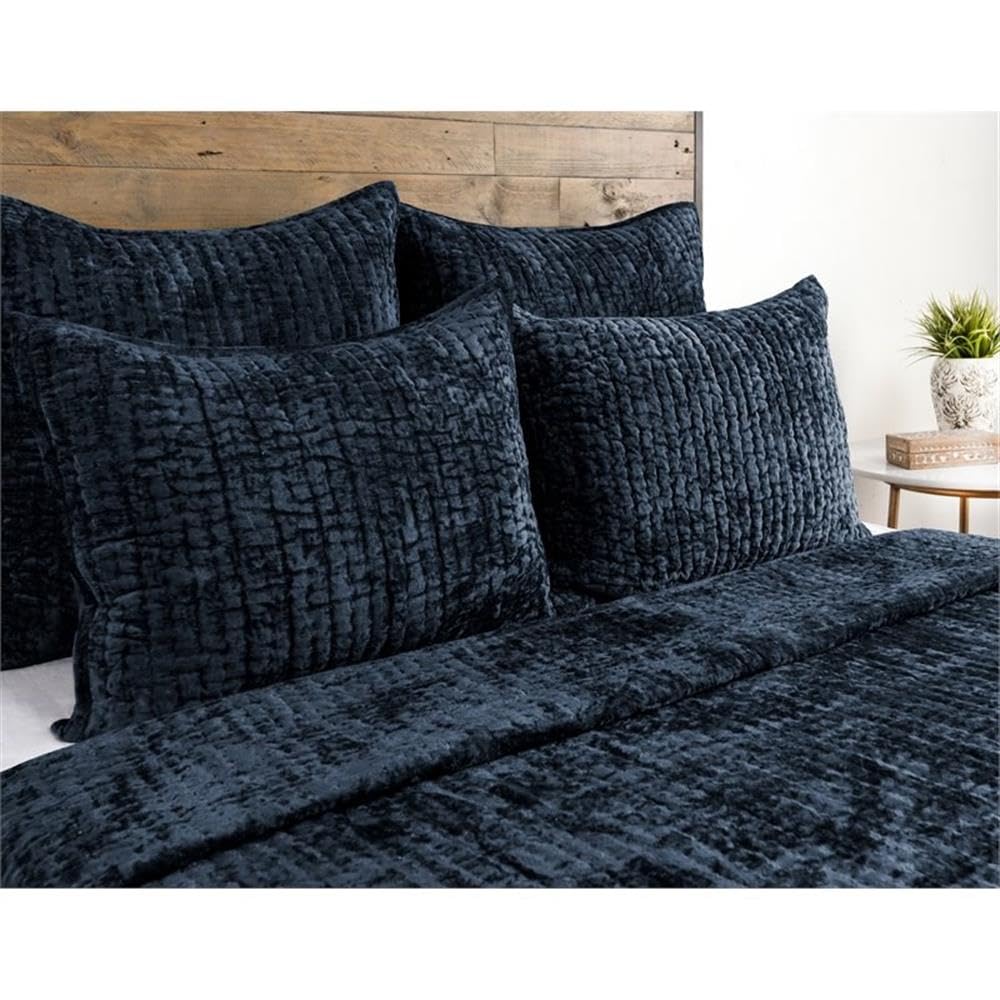 Kosas Home Dimitry 26X26 Rayon Velvet And Solid Cotton Euro Sham In Ocean Blue