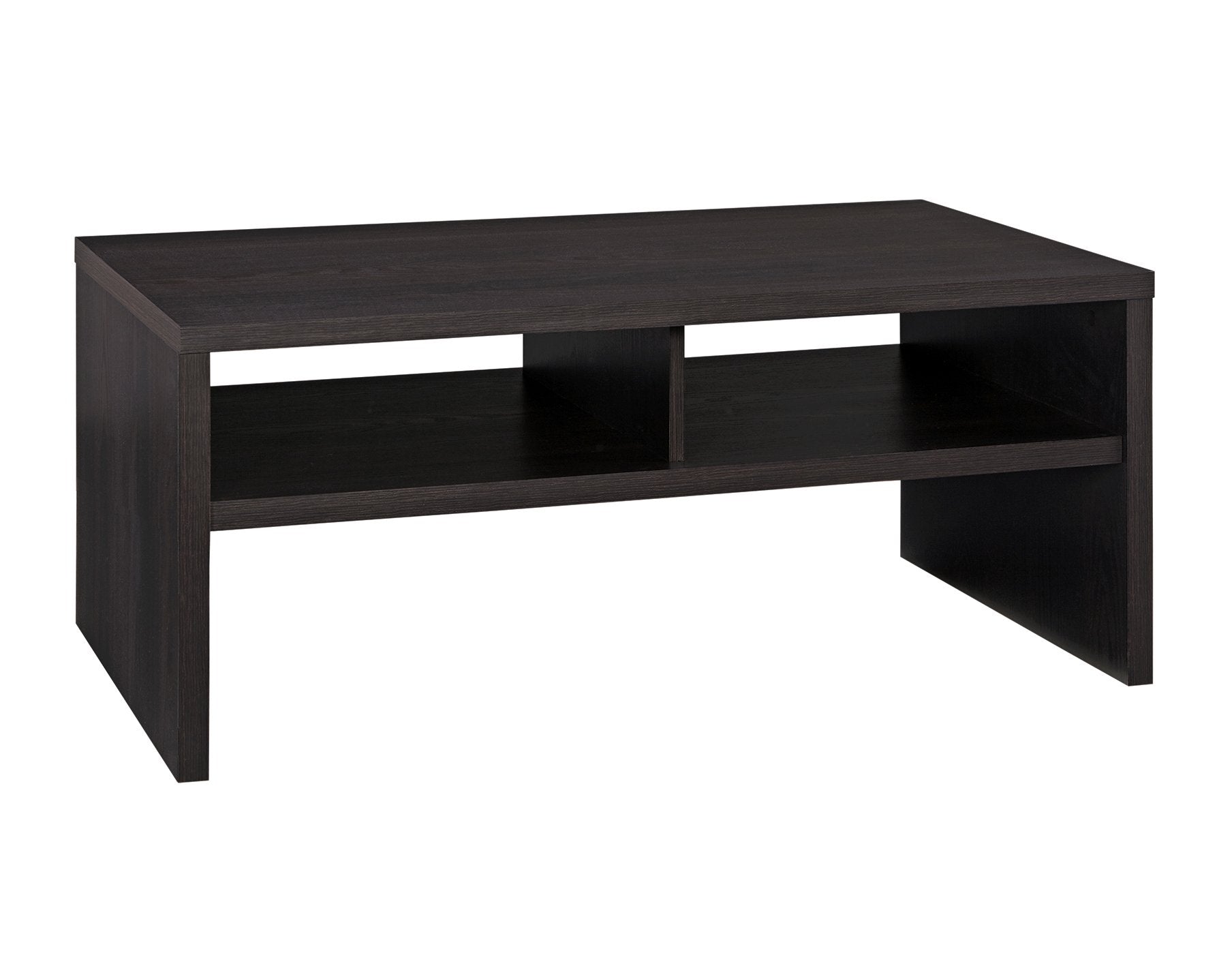 ClosetMaid 1664 Rectangular Coffee Table with Storage Shelves, Black Walnut