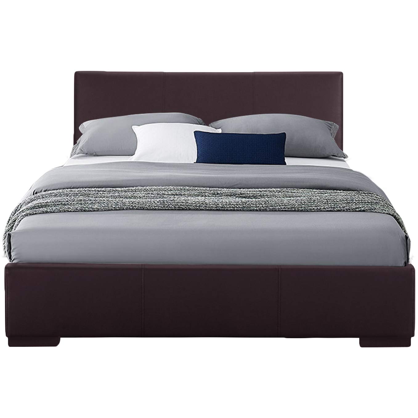 Abbey Platform Bed, Brown, Queen/ Brown
