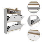 Wayne Shoe Rack With Open Shelf And 2 Hinged Doors, Light Oak/White