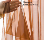 Pi Short Sheer Curtains 45 Inches Long With Grommet,Light Filter Sheer Window Curtain For Café/Kitchen 2 Panels (W52 X L45, Brown)