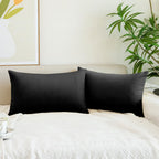 Quorgves Black Pillow Covers 12X20 Inch Pack Of 2 Black Throw Pillows For Couch Living Room Bed Bedroom Soft Velvet Lumbar Throw