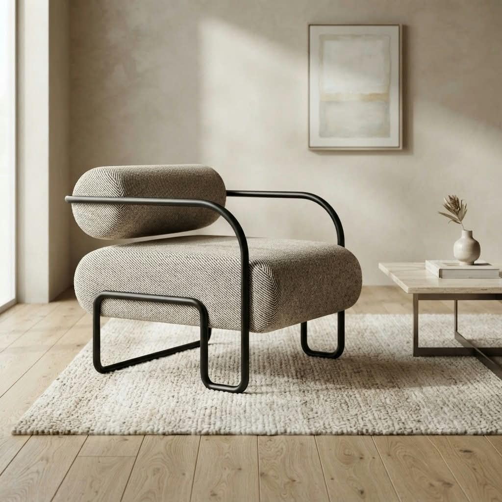 Lyxera Modern Lounge Chair For Living Room, Upholstered Accent Chair With Padded Seat And Backrest, Curved Armrest Leisure Chair