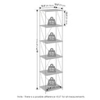 Furinno Wire 6-Tier Industrial Style Metal Frame Bookcase, Display Shelf, 16 Wide, Finn Oak