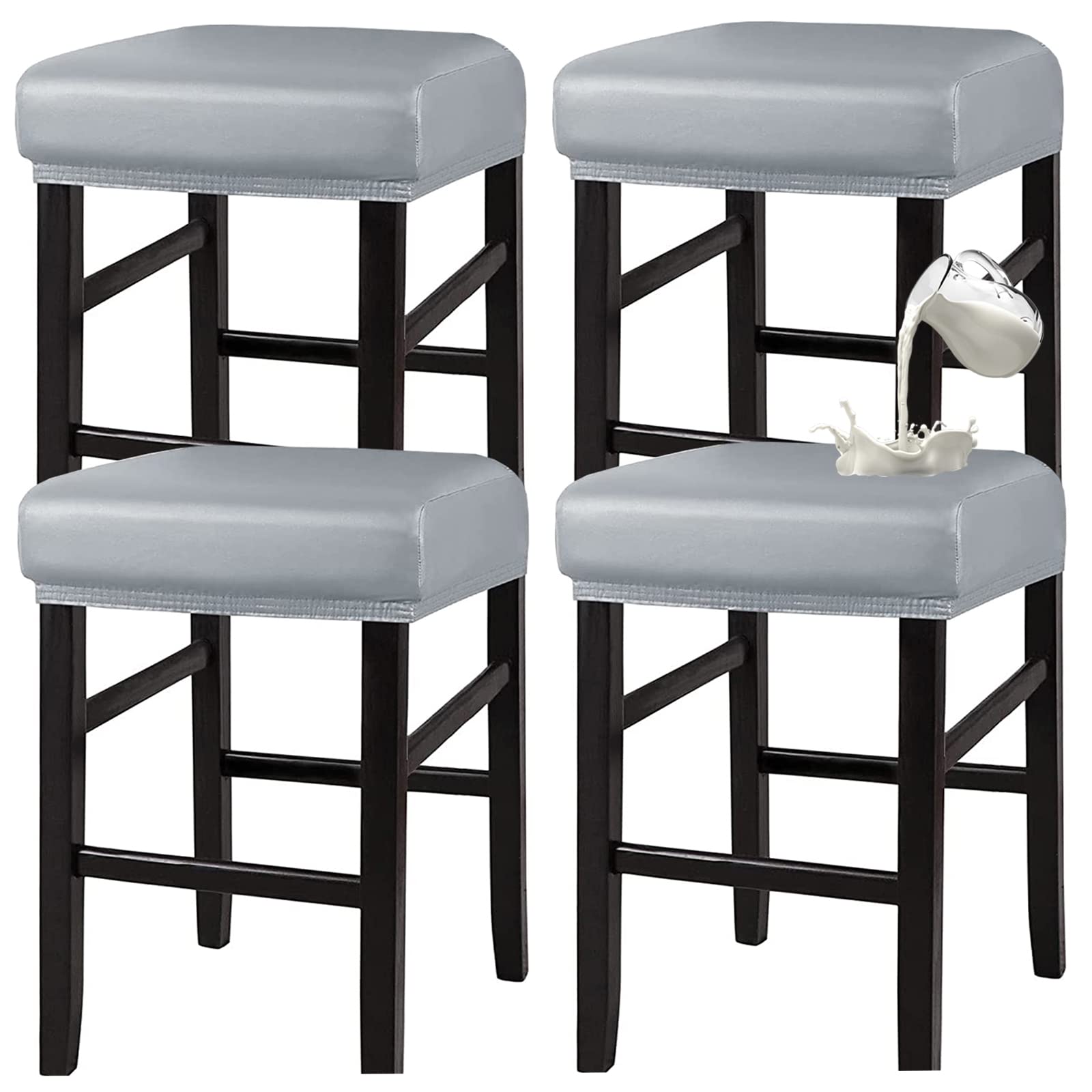 HFCNMY Stool Covers Rectangle,Stretch Waterproof PU Rectangle Bar Stool Covers Vanity Stool Cover Washable Counter Stool Cover S