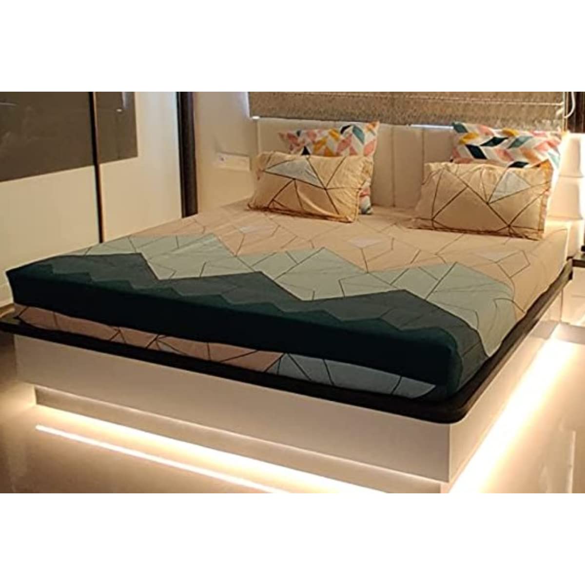 Hrudaya Synchronized Fibre All Season Queen Size Double Bed Reversible Printed Glace Cotton Comforter/ Blanket/ Duvet/ Quilt/ Ra