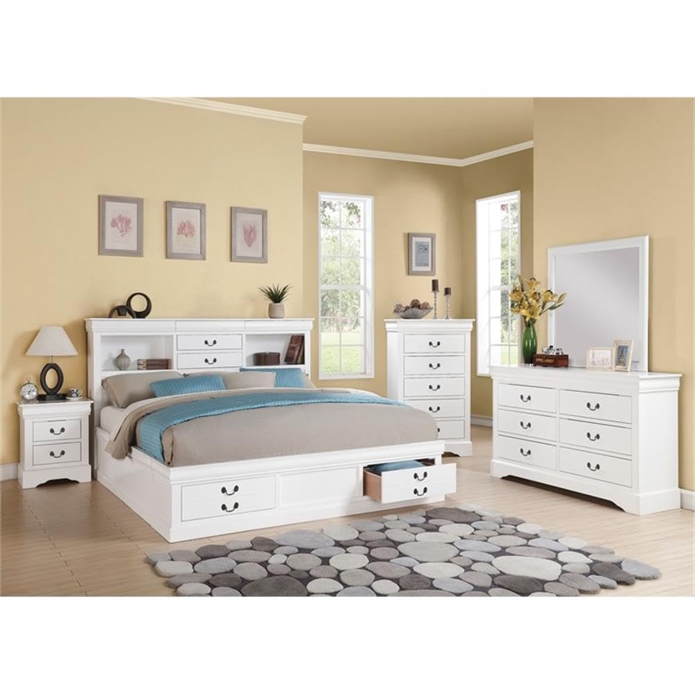Acme Louis Philippe III Queen Bed in White
