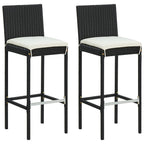 vidaXL Patio Bar Set 3 Piece, Bistro Set for Outdoor Porch Yard, Bar Stool with Cushions, Bistro Table, Farmhouse Modern Style, Poly Rattan Black