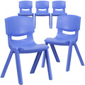 5 Pk. Blue Plastic Stackable School Chair with 15.5 Seat Height