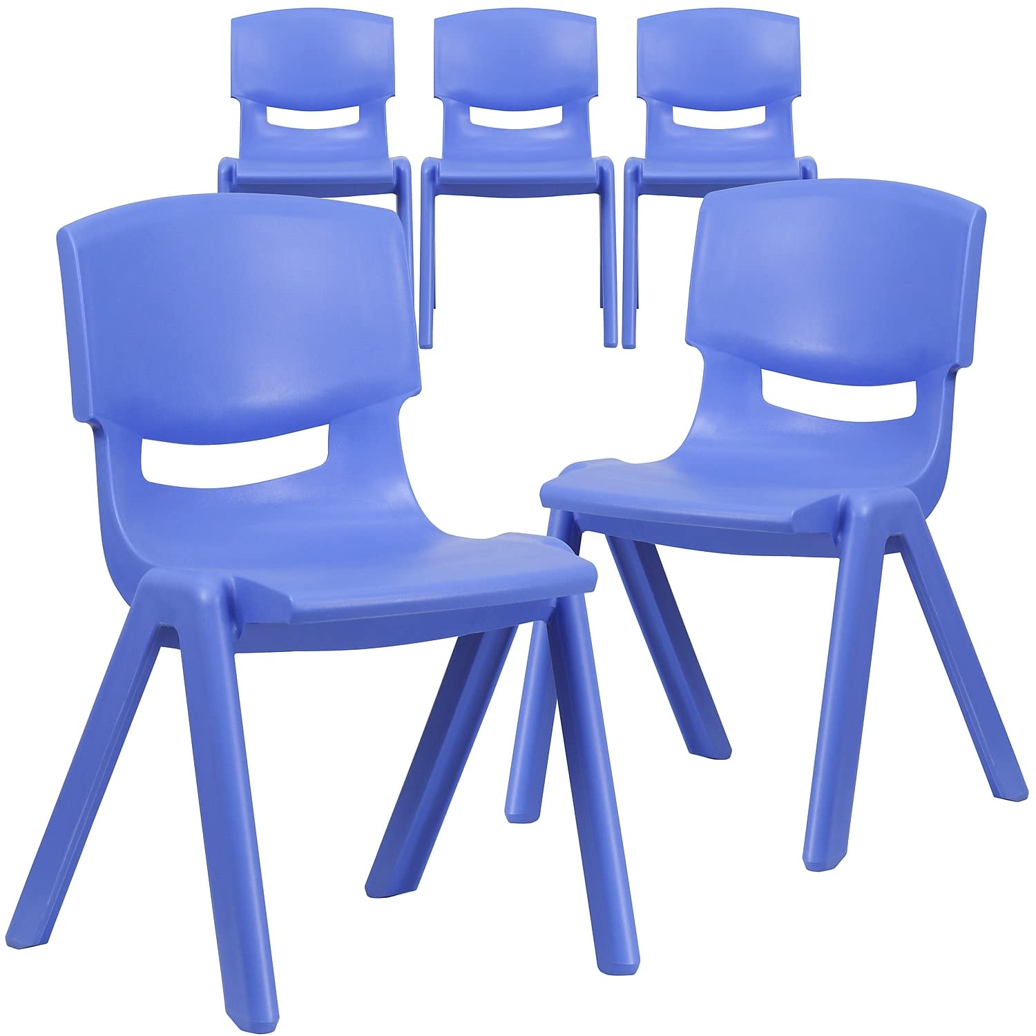 5 Pk. Blue Plastic Stackable School Chair with 15.5 Seat Height