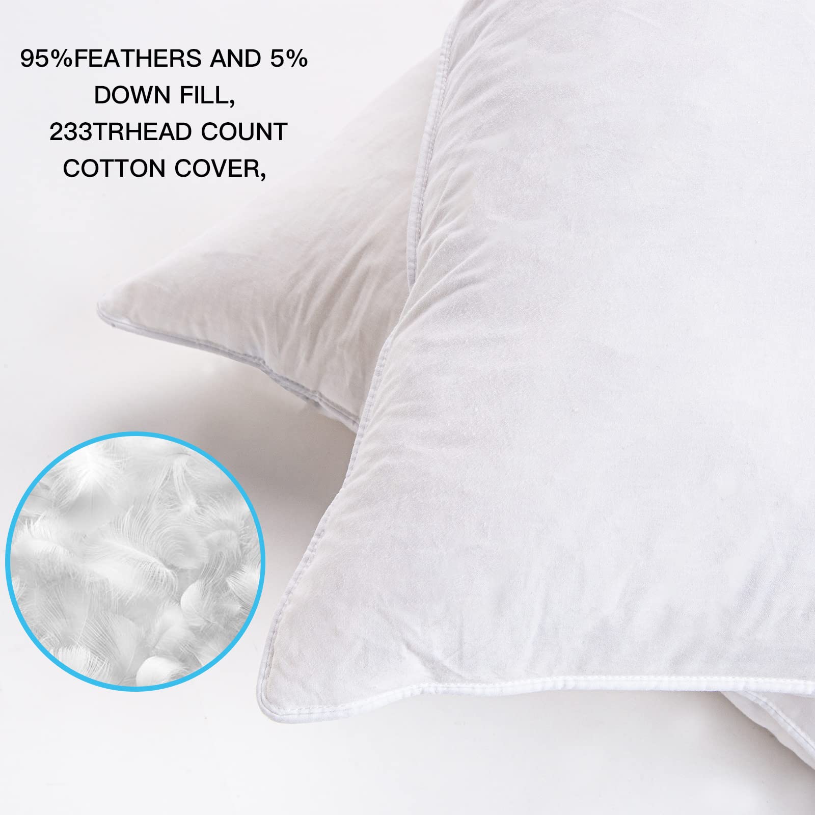 Ant-Home 16''X26'' Pillow Inserts Soft Feather Pillow Set Of 2 Indoor Decorative Sofa Down Pillows Bed Pillows Couch Pillow