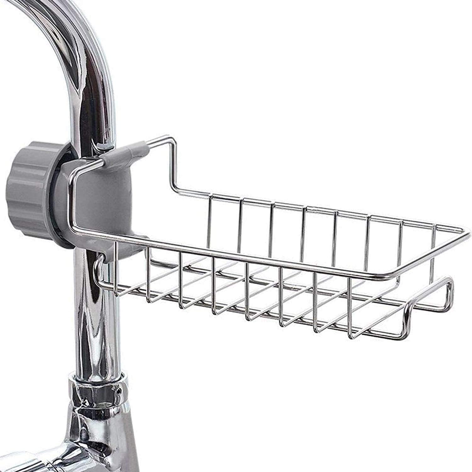 Needhav Deck Mount Faucet Storage Racks Adjustable Sink Rag Sponge Draining Rack Kitchen Bathroom Soap Storage Holders Hanging S