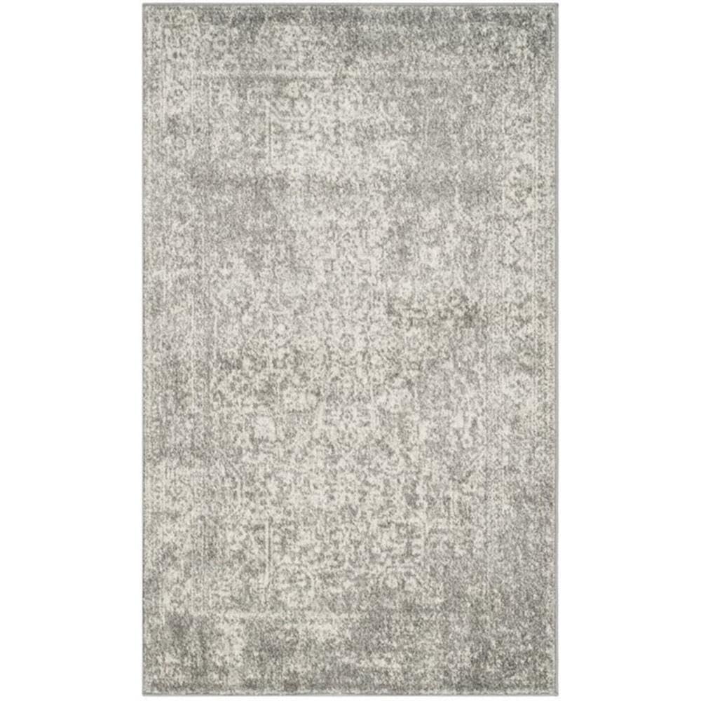 SAFAVIEH Evoke Collection Area Rug - 9 x 12, Silver & Ivory, Oriental Distressed Design, Non-Shedding & Easy Care, Ideal for H