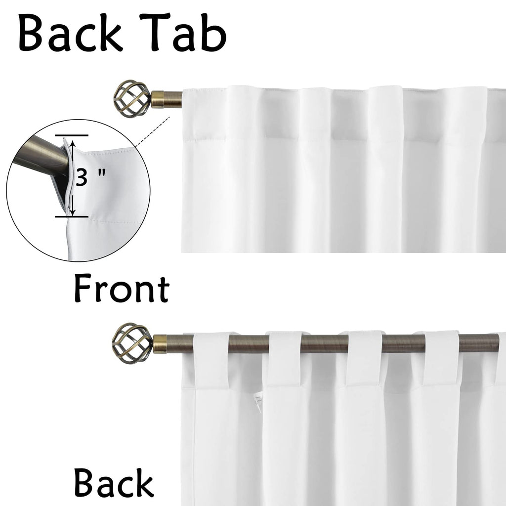 Bgment Rod Pocket And Back Tab White Curtains For Bedroom - Thermal Insulated Room Darkening Curtains For Living Room, 2 Window Curtain Panels (52 X 84 Inch, Pure White)
