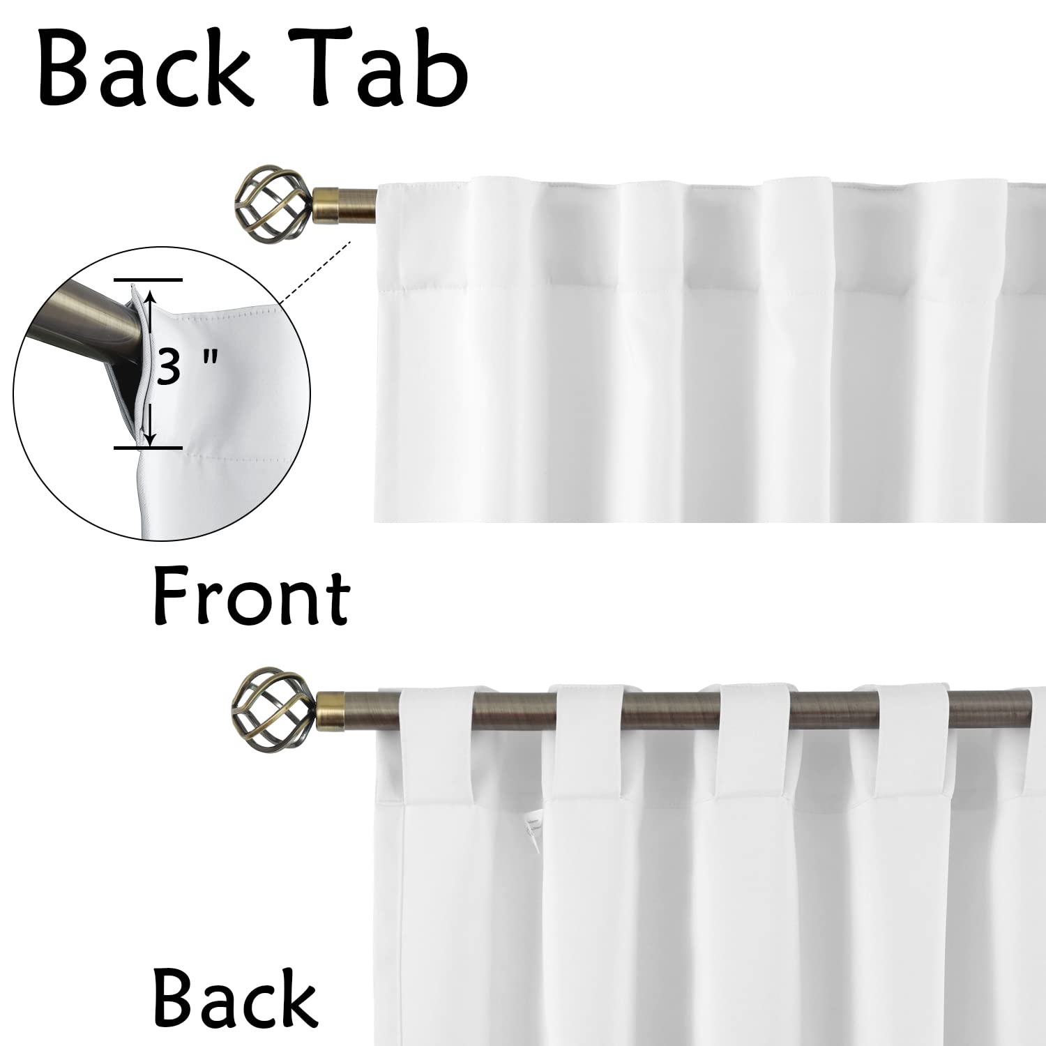 Bgment Rod Pocket And Back Tab White Curtains For Bedroom - Thermal Insulated Room Darkening Curtains For Living Room, 2 Window Curtain Panels (52 X 84 Inch, Pure White)