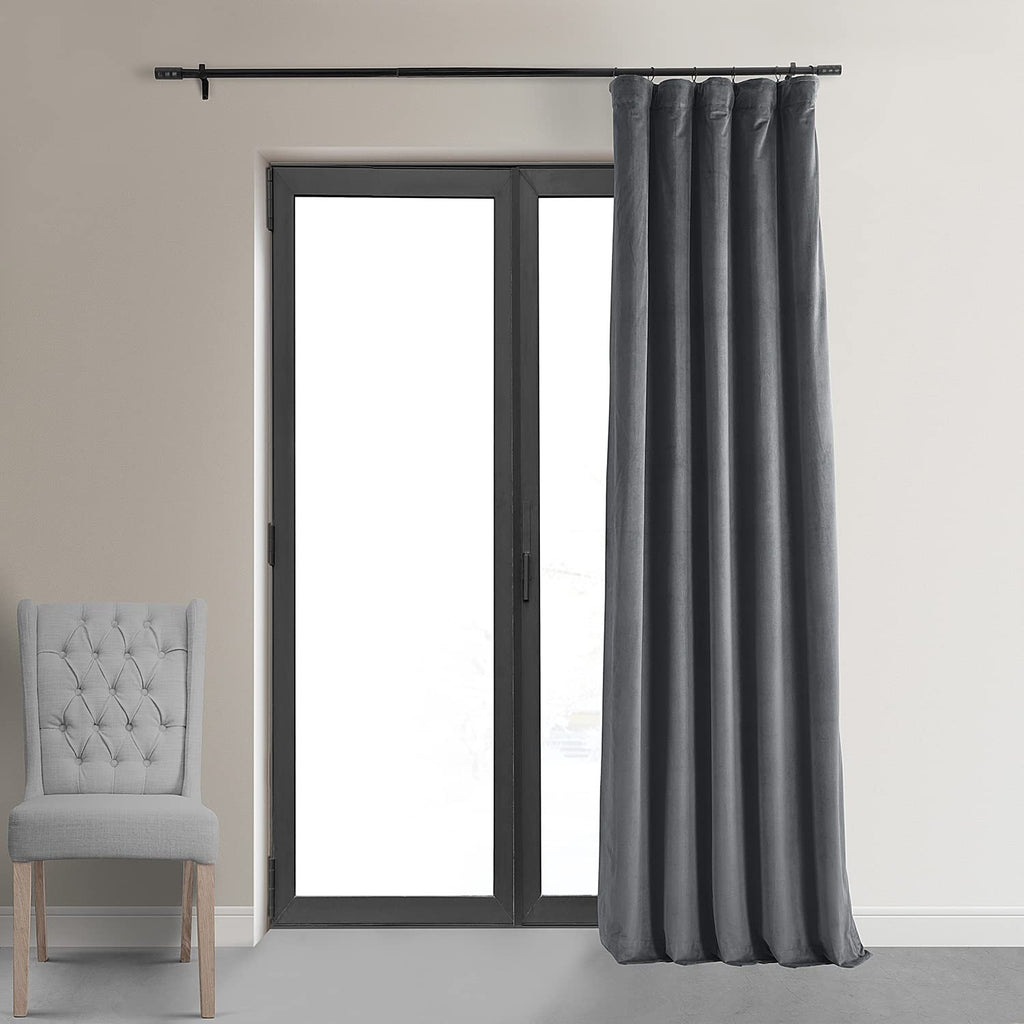 Hpd Half Price Drapes Signature Velvet Thermal Blackout Curtains For Living Room 108 Inch Long 1 Panel Rod Pocket Insulated Blackout Curtains For Bedroom Window Curtains, 50Wx108L, Distance Blue Grey