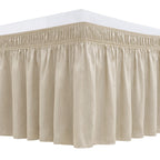 Biscaynebay Wrap Around Bed Skirts For King & Cal King Beds 18' Long Drop, Light Camel Elastic Dust Ruffles Easy Fit Wrinkle &