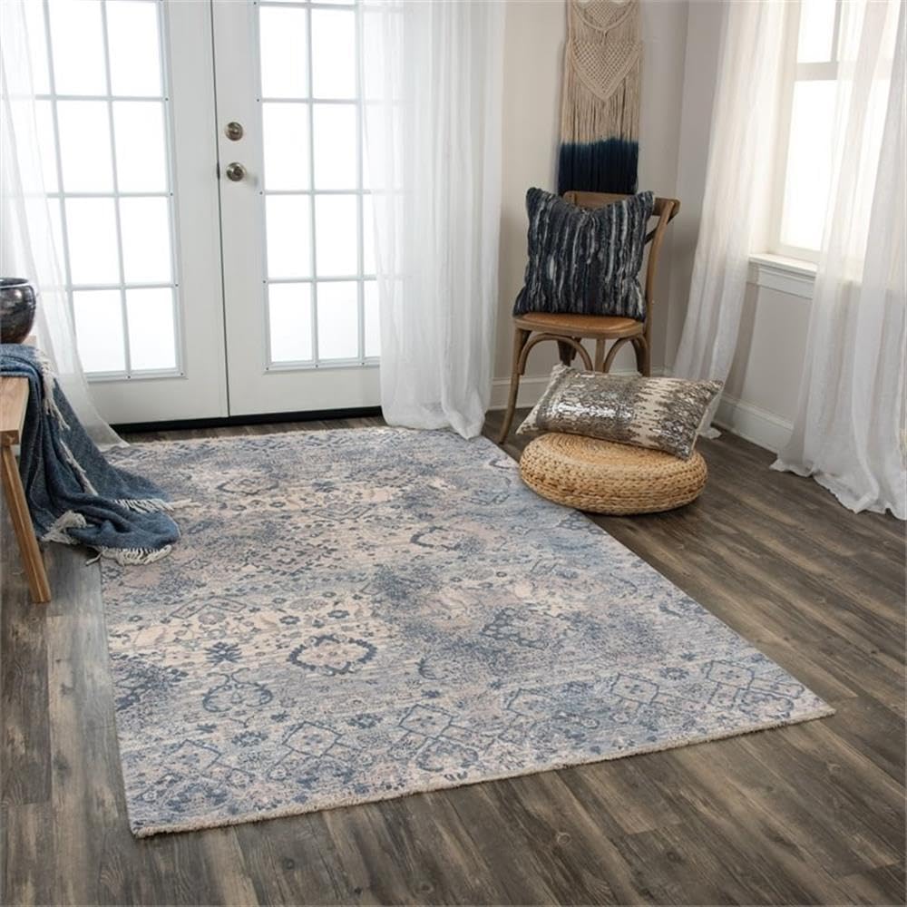 Intrepid 5' X 8' Distressed Classical Beige/Gray/Blue Hybrid Area Rug