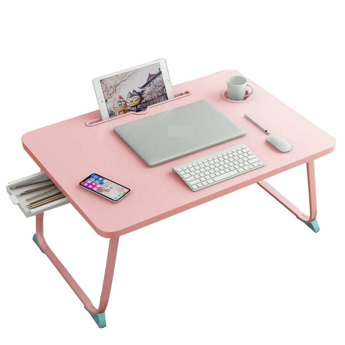 Dillerle Long Desk Small Table On Portable Bed, Sliding Window, Folding Table, Student Bedside Dormitory, Desk, Laptop Computer